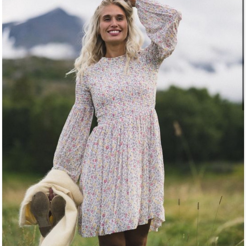 GANNI floral Georgette Long Sleeve Dress